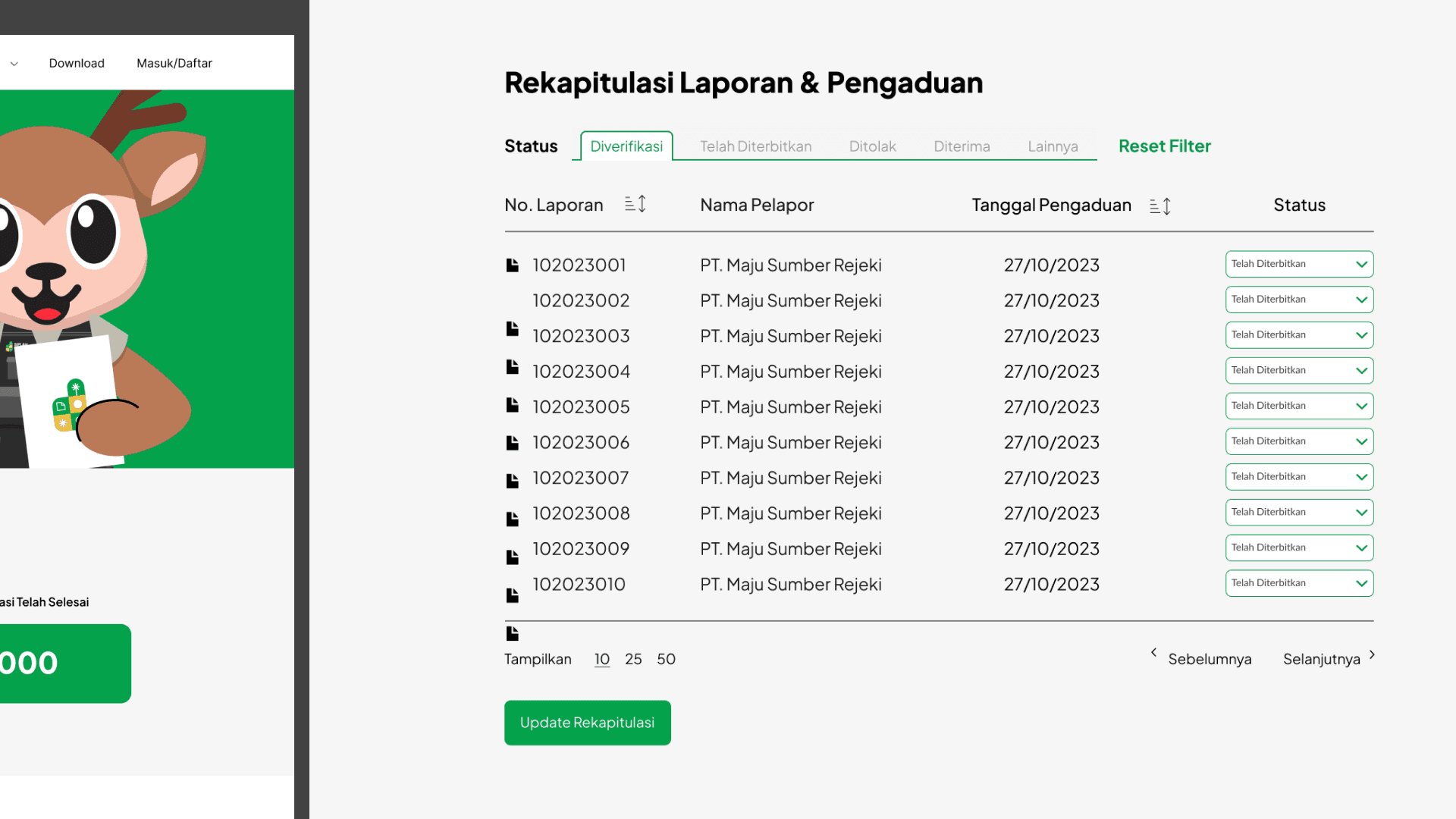 DLH Siplah Terpadu Interactive Map & Report Details using Leaflet